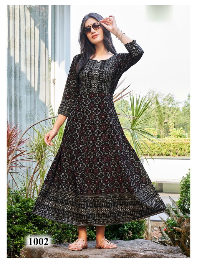 Namrata By Rangjyot Rayon Printed Long Kurtis Catalog